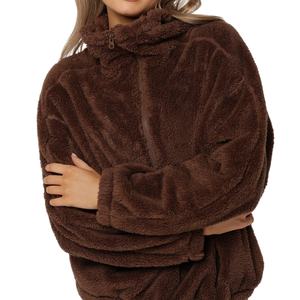 <span class=keywords><strong>Felpa</strong></span> <span class=keywords><strong>con</strong></span> cappuccio in pile Sherpa <span class=keywords><strong>con</strong></span> <span class=keywords><strong>cerniera</strong></span> a maniche lunghe da donna - Product Image 1