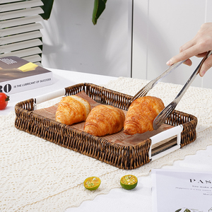 Bandeja <span class=keywords><strong>de</strong></span> Comida Rectangular Moderna, Apilable, Tejida, Ecológica, con Base <span class=keywords><strong>de</strong></span> Madera, Cesta Multifuncional Resistente para Encimera <span class=keywords><strong>de</strong></span> Cocina o Panaderí<span class=keywords><strong>a</strong></span> - Product Image 2