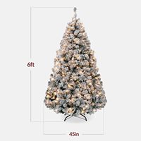 Best Choice Vorbeleuchteter Künstlicher Weihnachtsbaum 1,8m Schneebeflockter Kieferbaum Vollständige Optik Schneeweiß Warmweiße LED-Lichter Einfache Innenraumdekoration