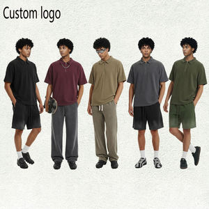 2026 Demi-zip personnalisé pour homme, style vintage, imprimé délavé, manches courtes, effet vieilli, pour le golf, en Polyester/Coton - Product Image 1