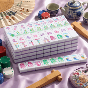 Superb Premium Acrylic Cloisonne Inspired Luxury Style <b>Mahjong</b> <b>Set</b> With Carrying Case for Boutique Gift Shops - Product Image 1