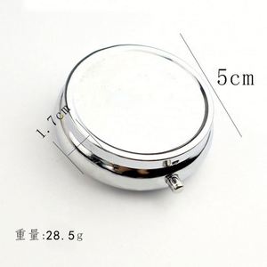 Boîte pliante rectangulaire et ovale en argent avec logo personnalisé, design personnalisé avec miroir, simple boîte à pilules en métal à fermeture à pression - Product Image 3