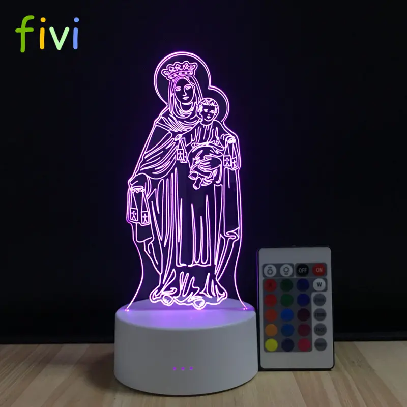 The Virgin Mary 7 Color Gradient 3D Visual Illusion Led Sleep Light Night Lamp