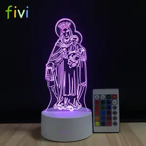 La Virgen María 7 gradiente de Color 3D Visual ilusión Led dormir luz de la noche de la lámpara