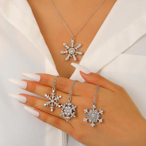 Готическое женское ожерелье с дизайном «Снежинка», стразами, цирконием, родиевым покрытием, из сплава, популярное, в готическом стиле, многослойное, с подвеской - Product Image 2