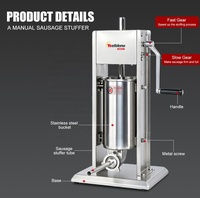 Machine à farcir et à nouer les saucisses manuelle en acier inoxydable Welldone 5L, équipement de broyeur à viande monophasé pour la fabrication de hot-dogs