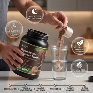 Poudre <span class=keywords><strong>de</strong></span> sommeil végétalienne ODM, formule aux acides aminés pour un repos profond et relaxant, goût cacao premium, pour adultes, MOQ flexible, vente en gros directe usine, personnalisable - Product Image 2