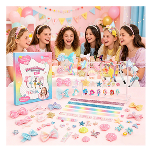 Kids Hair Hoop Craft Set <b>Unicorn</b> Butterfly Pearls Mesh Ribbon Charm Decoration Party <b>Present</b> Activity Pack Toy - Product Image 4