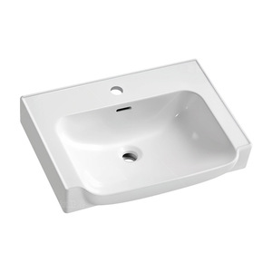 Lavabo de Cerámica Italiano de Titanio de Una Pieza, Lavabo Integrado de un Solo Orificio para Baño - Product Image 1