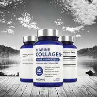 Gélules de collagène marin à marque privée OEM, acide hyaluronique, vitamines C et E, pour la mobilité des articulations et l'hydratation de la peau, 60 gélules