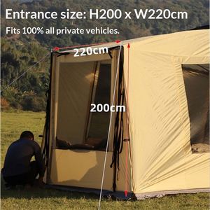 Tente tunnel extensible pour camping en plein air, toutes saisons, portable, résistante à la pluie, pour SUV Tesla, petite voiture, voyage en famille, 3-4 personnes - Product Image 4