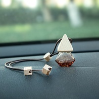 Diffuseur de parfum pour voiture en verre vide de 8 ml, en forme de cylindre triangulaire en bois marron, avec impression sérigraphiée