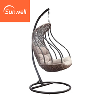 Fauteuil suspendu moderne en forme de goutte d'eau avec structure en aluminium robuste et coussin imperméable pour une utilisation en extérieur, dans la chambre ou la cour.