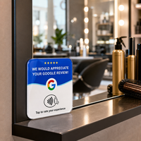 Support personnalisé en acrylique pour avis Google, 12 cm, avec NFC pour avis et code QR, pour affichage sur comptoir de café, salon, barbier