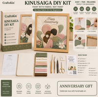 Kit de Quilting DIY Kinusaiga pour Cadeau d'Anniversaire, Kit d'Artisanat Sans Couture pour Débutants, Décoration Murale, Ensemble Cadeau – Tous les Matériaux Inclus