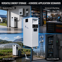 Pack de batteries solaires LiFePO4 51,2 V 314 Ah 16 kWh avec écran tactile intelligent, surveillance à distance via application Bluetooth 4G