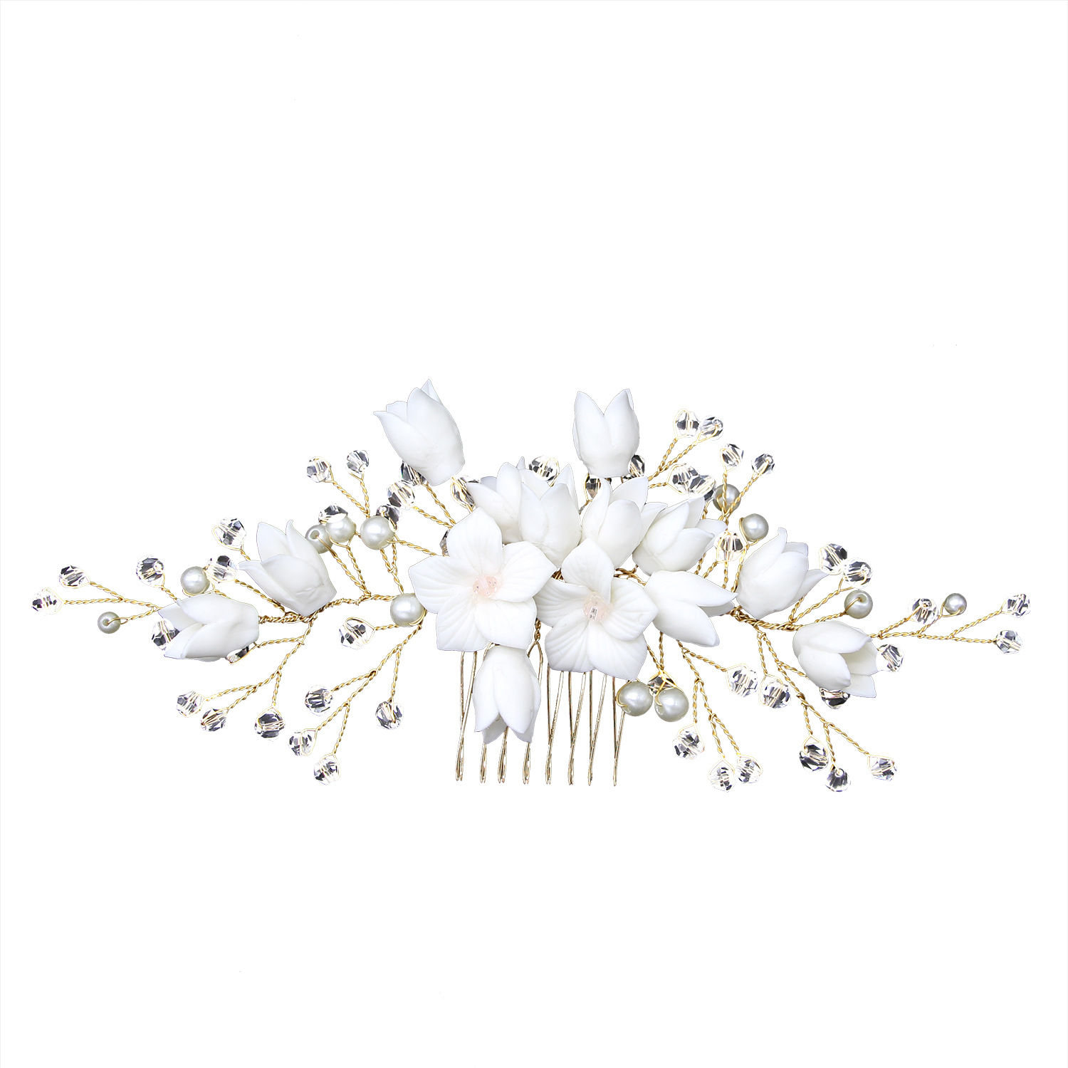 Свадебные туфли из металла повязка на голову ручной работы белая глина Свадебная обувь с украшением в виде цветов и кристаллов волосы расческой Вставить Гребень женские аксессуары для волос