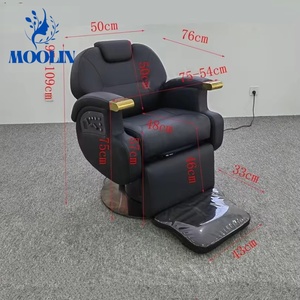 Fauteuil de coiffure électrique de luxe MOOLIN en cuir noir robuste pour hommes – Qualité supérieure pour salon de beauté moderne - Product Image 4