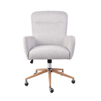 Chaise de bureau ergonomique en tissu gris clair avec accoudoirs réglables Chaise de maison/bureau moderne au design pivotant sur roulettes en métal