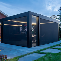 Pergola bioclimatique Airfun en aluminium à lames orientables - Noir, résistante à la neige et à l'eau, conçue pour une utilisation en extérieur (patio, terrasse)