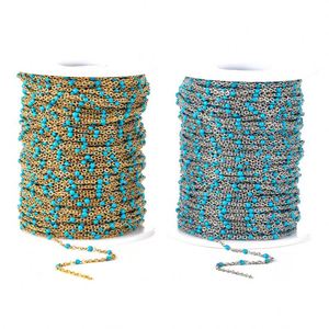 Nouvelle chaîne en acier inoxydable doré/<span class=keywords><strong>argent</strong></span>é, chaîne à perles faite à la main pour la fabrication de bracelets et de colliers, 9 mètres par rouleau - Product Image 1