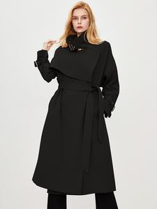 Femmes à la mode automne nouveau Design goutte épaule manches longues surdimensionné <span class=keywords><strong>mi</strong></span>-<span class=keywords><strong>long</strong></span> <span class=keywords><strong>Trench</strong></span> Coat avec ceinture - Product Image 5