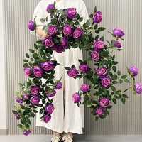 Guirlande de roses artificielles en soie pour mur floral, décoration d'arche de fleurs artificielles, aménagement paysager, fausses vignes florales, Saint-Valentin
