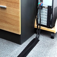 25 mm noir crochet et boucle tapis fil couverture et manchon bureau hôtel sol fils gestion câble Protection