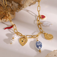 XIXI mode acier inoxydable perle coeur coquille pendentif collier plage vacances océan bijoux en gros à la mode femmes collier