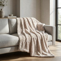 Plaid décoratif en fausse fourrure de lapin, jacquard 3D, doux et moelleux, pour canapé et lit, idéal pour la maison en hiver