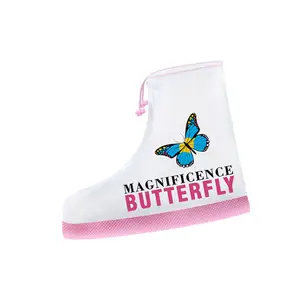 New Style Unisex White Pink Rain Boots Eco-Friendly Cartoon Design for School and Outdoor Activities Adult shoe cover customized