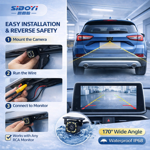 Cámara de Visión <span class=keywords><strong>Trasera</strong></span> para Auto HD CCD, Gran Angular de 170°, Impermeable IP68, Cámara de Reversa 720P con Visión Nocturna LED, DC RCA, Venta al Por Mayor - Product Image 3