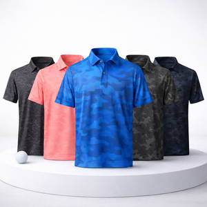 Chemise de golf polo personnalisée avec logo, design camouflage, séchage rapide, tissu respirant, impression par sublimation, broderie personnalisée - Product Image 1