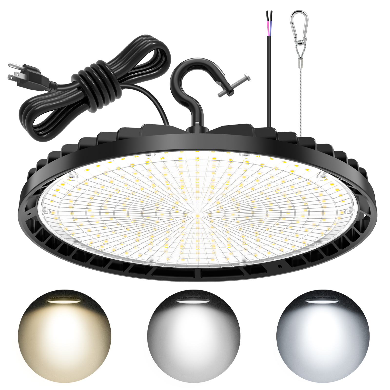 Ufo High Bay Lights Ceiling Lighting Dimmable 5ft Plug Smd3030 5000K IP65 Warehouse Commercial Indoor
