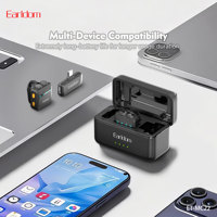 Microphone Laval sans fil Earldom avec étui de charge pour créateurs de contenu, enregistrement vidéo, vlog, podcast, YouTube, TikTok