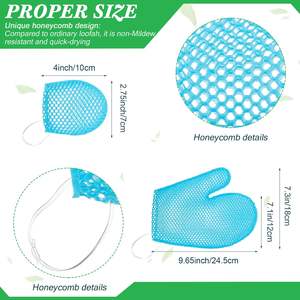 Juego de Guantes Exfoliantes de TPU de Tres Piezas con Diseño de Panal de Abeja, Guantes de Alta Calidad para Exfoliar la Cara y el Cuerpo, Herramientas de Spa para Ducha - Product Image 4
