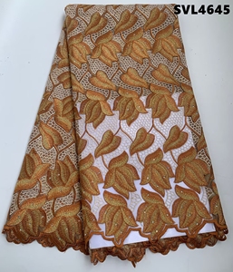 Vestido de tela de encaje africano blanco de alta calidad elegante tela de gasa Suiza Sexy con agujeros bordado ecológico encaje Lafaya - Product Image 5