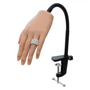 Мягкая силиконовая подвижная Гибкая тренировочная рука с кронштейном для тренировки ногтей демонстрационные модели накладных рук