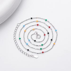 Collier pendentif cœur en argent sterling S925 rhodié, perles arc-en-ciel, best-seller SPJ, fournisseur de bijoux en gros - Product Image 5
