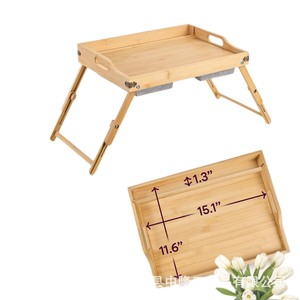 Table pliante en bambou, plateau rectangulaire en bois, bureau pliable pour chambre à coucher, fenêtre en baie, utilisation informatique - Product Image 5