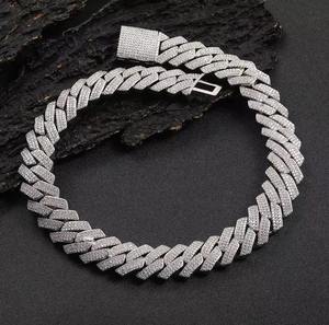 Bracelet tendance hip-hop en argent avec diamants, style cubain, pour hommes, bracelet avec diamants de laboratoire. - Product Image 1