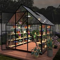 Invernaderos de Policarbonato de 6 x 4 Pies para Exteriores con Ventilación en el Techo, Invernadero de Aluminio Resistente y Accesible