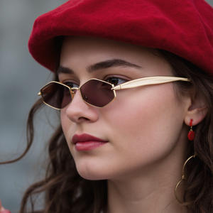 Nouvelles lunettes de soleil polygonales pour femmes, protection UV400, verres en PC, monture en plastique et métal, style streetwear, avec étui - Product Image 3