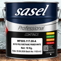 SASEL 2K PU Wood Primer Blanc Mat Revêtement Liquide 18 Kg Peinture Professionnelle en Aérosol pour l'Étanchéité et la Réparation des Surfaces Fabriqué en Turquie