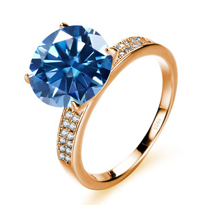 แหวนหมั้นเพชรโมอิสซาไนต์ทรงกลมคุณภาพสูง 5 กะรัต สีแชมเปญ เกรด VVS  ตัวเรือนเงินแท้ S925 ชุบทองคำขาว - Product Image 4