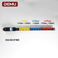 PDU de Rack Trifásico de 1U, 12 Tomas Schuko Tipo F, 380V 63A, Carga Balanceada 41kW, CE