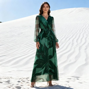 Abaya élégante en polyester imprimé de luxe pour femmes musulmanes, robe de soirée sur mesure, fournisseur en gros - Product Image 1