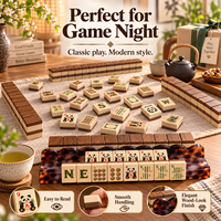 Jeu de tuiles de Mahjong américain en bois, tuiles de Mahjong inspirées de la nature, bambou, panda, joker, jeu de Mahjong personnalisé, vente en gros