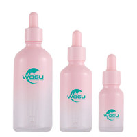 Bouteille de stockage sérum cosmétique, petite bouteille rondes en verre, pour huile essentielle, gloss, rose, 15ml ou 30ml, vente en gros