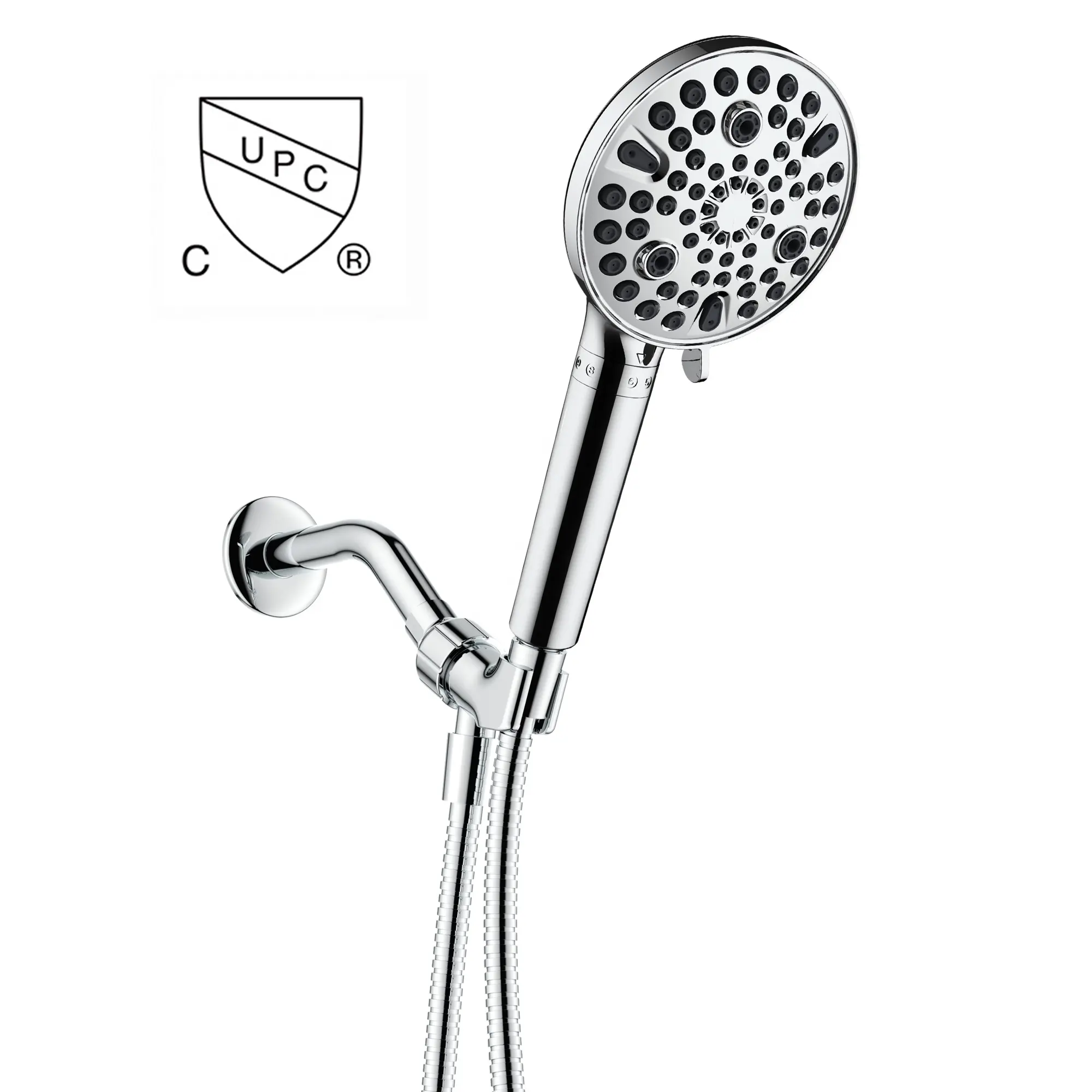 Amazon Hot Selling Hign Pressure Rain Shower With KDF Filtered 9 Spray Water Function Adjustable Hand Held Shower Head
